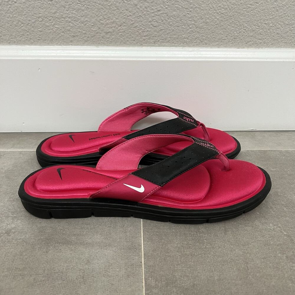 Nike Comfort Footbed Womens 11 Pink Black Sandal Thong Foam Flip Flop Shoes